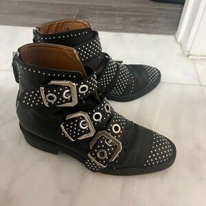Zara studded l buckle leather boots